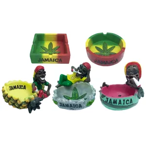 Custom Jamaica ashtray resin rasta ashtray for wholesale