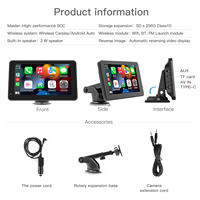 Carabc 7 pulgadas inalámbrico carplay Android auto Plug and Play estéreo pantalla táctil inteligente multimedia 1 DIN radios reproductor de DVD car play