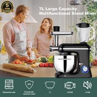 Landwee 1500W 5-en-1 Mélangeur de nourriture électrique Aide à la cuisine à domicile avec bols mélangeurs en acier inoxydable 6L 7L 8L Stand OEM/ODM