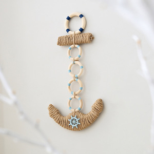 Décoration murale ancre méditerranéenne en corde de chanvre, bouée de sauvetage suspendue, décoration intérieure pour salon, chambre, entrée - Product Image 1