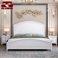 Lit en bois massif de style européen personnalisé, meuble de chambre à coucher, lit double sculpté simple, haute boîte de rangement