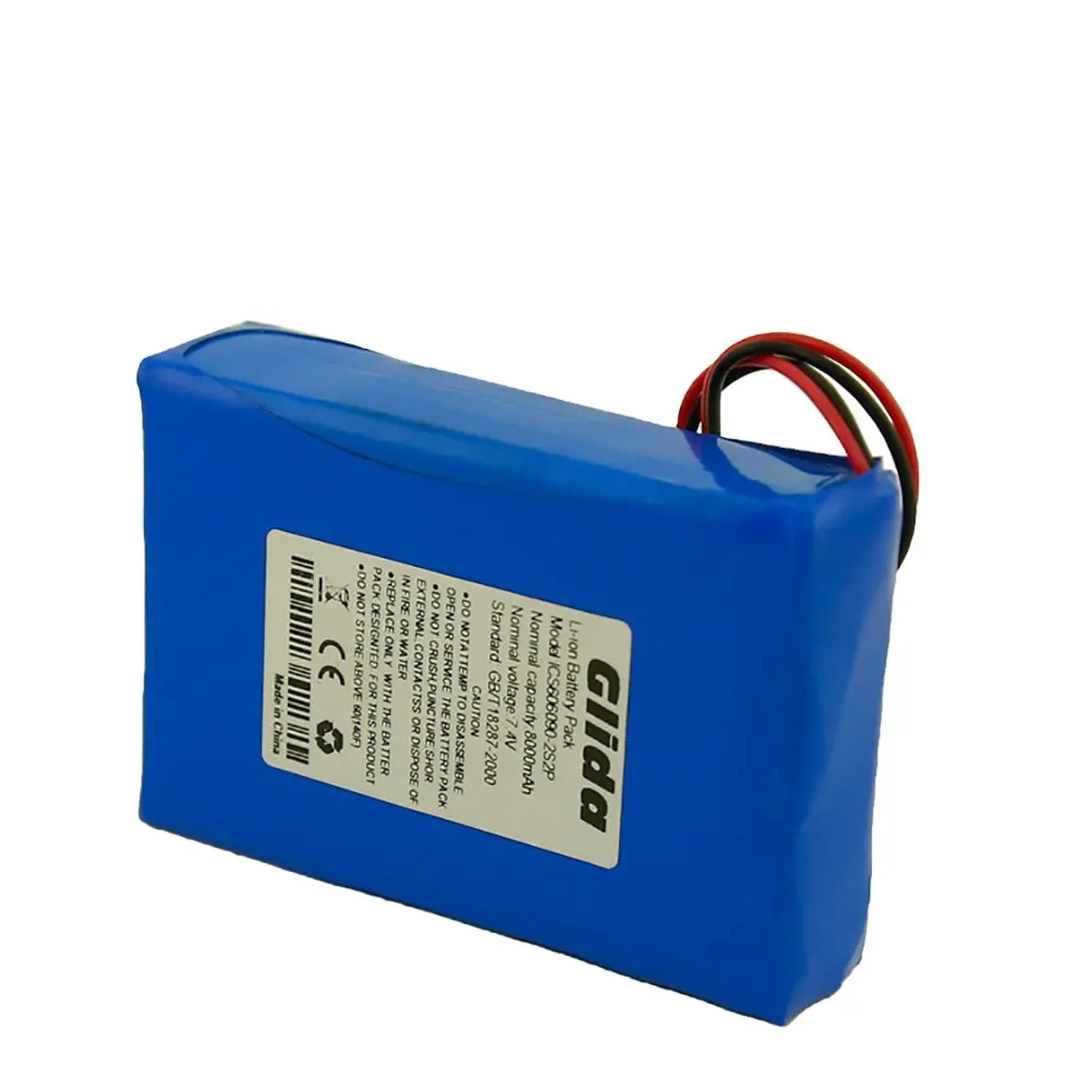 แบตเตอรี่ลิเธียมไอออนโพลิเมอร์ที่กำหนดเอง606090 7.4V Battery Pack 8000Mah 2S2P