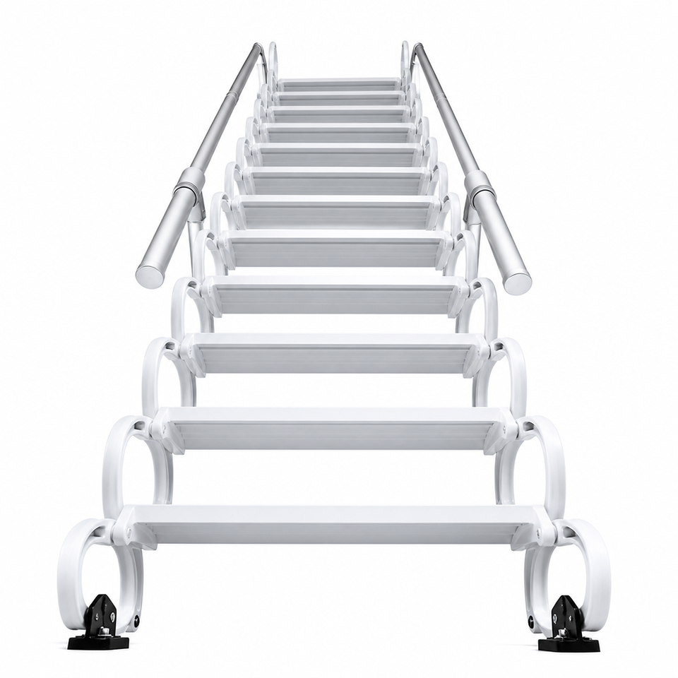 Telescopic Mezzanine Stairs Retractable Loft Ladder Wall Mounted Carbon ...
