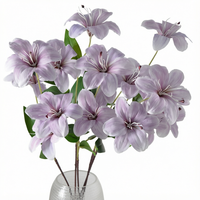 Künstliche Seiden-Lilien 3-Köpfiges Blumenarrangement Lila Langlebige Dekoration für Zuhause Weihnachten Ostern Neujahr Halloween