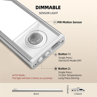 Ultra-Mince Armoire Placard Lumière 3 Couleur Dimmable 5v Usb Rechargeable Armoire de Cuisine Placard Armoire Led Détecteur de Mouvement Lumière