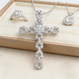 CUSTOM SILVER 14K GOLD PLATED VS QUALITY LAB GROWN CVD DIAMOND CLASSIC ENGAGEMENT GIFT LUXURY SWEATER <b>CHAIN</b> NECKLACE PENDANT - Product Image 3