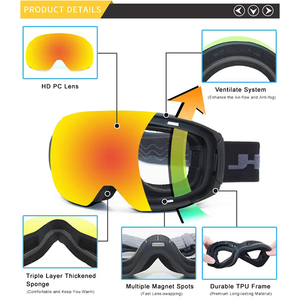 Lunettes de sport pour la neige avec lentilles polarisées interchangeables, lunettes de sécurité pour le snowboard, lunettes de <span class=keywords><strong>ski</strong></span> magnétiques avec protection <span class=keywords><strong>UV400</strong></span>, logo personnalisé - Product Image 3