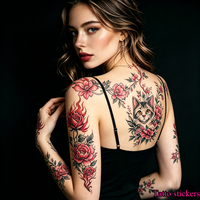 Autocollants de tatouage temporaires personnalisés, imperméables, faux tatouages personnalisés pour femmes, corps et visage