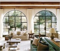 Ventana Francesa de Acero con Vidrio Templado, Diseño de Rejilla de Color Negro para Uso Exterior y en Cocina, Diseño Gráfico Insonorizado