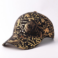 Casquette de baseball imprimée graffiti urbain avec estampage doré, style hip-hop snapback, visière incurvée, mode décontractée, unisexe, OEM ODM
