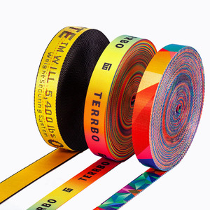 Colored Webbing Belt Sublimation Heat Transfer 50mm Cotton Tape Roll To Roll Colorful Polyester Flat Weave 2mm Thick Band Strap Security Webbing Belt