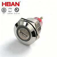UL 22mm IP67 bouton-poussoir LED illuminé, inox, 5A, métal, verrouillable, étanche, 12V, indicateur bleu