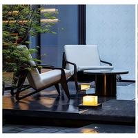 Canapé de jardin design nordique en aluminium et teck, résistant aux intempéries, pour cour, villa, jardin, hôtel