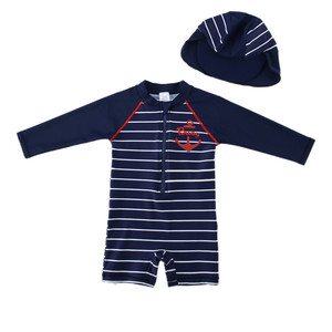Maillot de bain une pièce à manches longues maillot de bain pour petits garçons avec chapeau maillot de bain pour bébé garçon avec fermeture éclair - Product Image 6