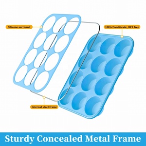 Molde de silicona redondo multi-rejilla personalizado de fábrica para muffins, apto para contacto con alimentos, para hornear pequeños pasteles en casa - Product Image 3