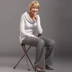 Folding Walking Cane Walking Stick Collapsible Telescopic Folding Cane Elderly People Used With Seat Walking Stick