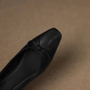 Cialisa personnalisé en cuir véritable de haute qualité femmes pompes 2025 automne mode papillon-<span class=keywords><strong>noeud</strong></span> bout carré robe chaussures à talons hauts nouveau - Product Image 4