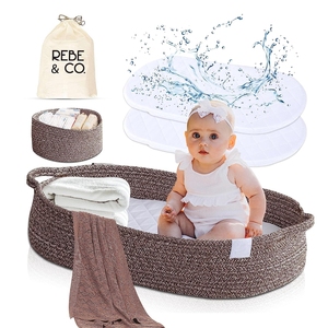 Manufacturer Unique Design Storage Foldable Bin Soft Pad Woven Portable Baby Changing <b>Basket</b> for Parents - Product Image 1