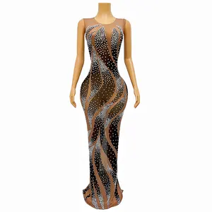 NOVANCE robe pour femme 2023 diamants scintillants sans manches sexy robes de soirée élégantes pour dames robes de cocktail pour la soirée de bal