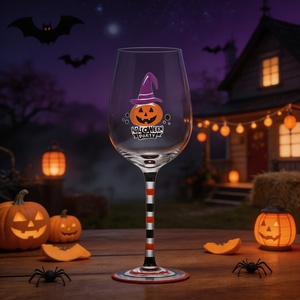 Juego de Copas de Vino Pintadas a Mano para <span class=keywords><strong>Halloween</strong></span>, Copas de Cristal con Tallos Rayados para Fiestas y Bares, Venta al por Mayor, Cristal sin Plomo - Product Image 6