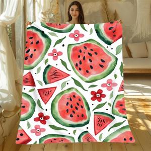Couverture en flanelle à motifs fruités, couverture de sieste réversible, douillette et chaude pour l'hiver, impression personnalisée, vente en gros - Product Image 5