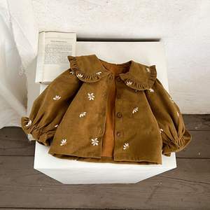 Camisa de Pana con Bordado Floral y Cuello Camisero para Niñas, Estilo Coreano Primavera 2026, Dulce y Linda - Product Image 4