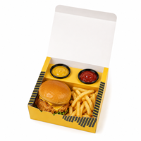 Boîte à hamburger personnalisée en gros, emballage alimentaire écologique pour poulet frit, frites et sauce à emporter