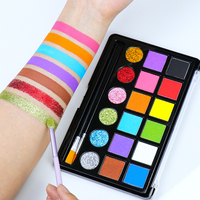 Kit de peinture pour le visage à base d'eau avec paillettes pour enfants, professionnel, lavable, avec pinceaux, pour festivals et fêtes d'anniversaire, vente en gros