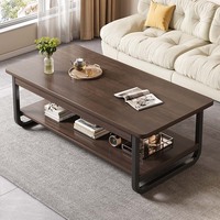 Table basse pour la maison, style minimaliste, rectangulaire, basse, en bois et métal, multifonctionnelle, avec rangement compact, idéale pour les petits salons