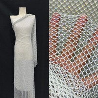 Tissu en dentelle résille brodé de strass étincelant Textile en maille de cristal extensible pour robes et accessoires de couture