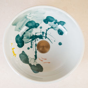 Chine décoration céramique peinture Art Lotus salle de bain navire éviers évier rond en porcelaine avec comptoir était bassin lavabos - Product Image 4