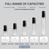 Mini flacons de parfum de luxe 10 ml, flacons de parfum en verre vides pour présentation en magasin, flacons testeurs de parfum 2 ml, 5 ml, 8 ml