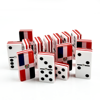 Jeu de dominos en acrylique personnalisé avec drapeau de la République dominicaine, double 6, 28 pièces, multicouche, 55x28x14mm, jeu de société, vente en gros d'usine