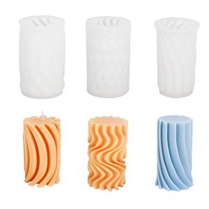 Molde de silicona cilíndrico con rayas para velas, piedras aromáticas DIY, adornos de yeso, abrasivos, modelo LZ-444, bolsa OPP, flexipan original - Product Image 5