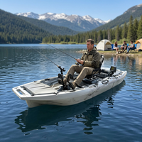 Kayak modulaire en plastique à 3 sections, monoplace, avec aileron rabattable, propulsion par pédales, moteur électrique, pour la pêche et le surf, certifié CE