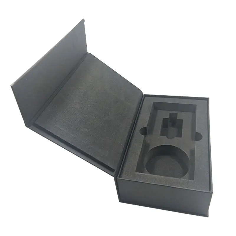 Luxury Matt Black Rigid Cardboard Magnetic Closure Gift Boxes with EVA Foam Insert
