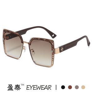 Lunettes de soleil carrées pour femmes Yingtai Eyewear, UV400, monture en plastique et métal, couleur jaune, lunettes de soleil de voyage tendance - Product Image 3