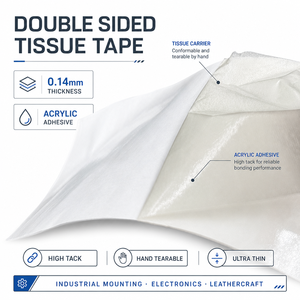 Nastro <span class=keywords><strong>Biadesivo</strong></span> Traslucido Impermeabile in Carta Velina con Adesivo Acrilico per Incollaggio - Product Image 3