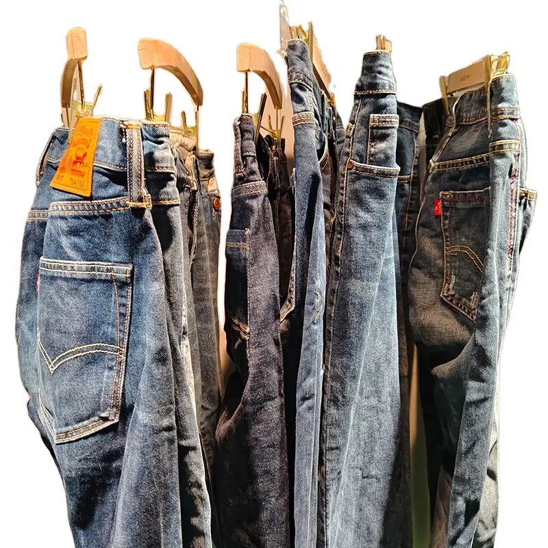 Fábrica direta atacado ukay fardos segunda mão roupas usadas homens calças jeans para menino