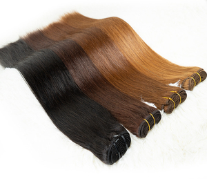 Genius Weft-Extensions de cheveux lisses Remy, double trame, invisibles, alignés sur les cuticules, vierges, doublement étirées, en vrac - Product Image 3