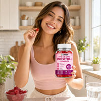 Gummies d'Inositol 1000mg, rapport 40:1, saveur Fraise, Supplément OEM personnalisé sous marque privée, Qualité 100000, Production en atelier propre