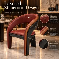 Chaise de salle à manger de luxe en cuir avec coque latérale en fibre de carbone, chaise d'appoint pour salle à manger et hôtel, placement facile