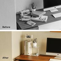 Étagère de rangement de bureau transparente à 3 niveaux en acrylique détachable, style moderne et minimaliste, pour salon/chambre, organisateur de bureau, table d'appoint/à thé
