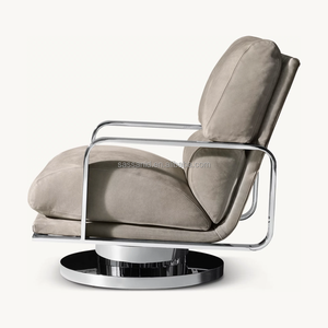 Sassanid 21st-Century Rebirth Design Luxury Living Room Milo Silla giratoria de cuero - Product Image 3