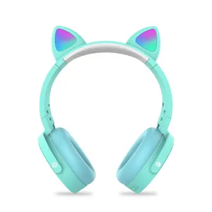 CT950 귀여운 헤드폰 3.5mm 컴퓨터 마이크 헤드셋 고양이 귀 게임용 헤드폰 무선 블루투스 헤드셋
