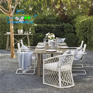 Giardino per il tempo libero da pranzo 6 posti produttore diretto di alluminio tavolo all'aperto contratto Europeo di design in rattan mobili (11080)