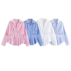 PB&ZA Femme 2026 Nouvelle Collection Été – Blouses <span class=keywords><strong>Chic</strong></span> en Popeline à Manches Larges, Chemises Décontractées à Rayures et Plis, Blusas et Hauts Tendance - Product Image 1
