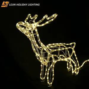 Decorações de Natal luz dobrável com motivo de trenó de rena 3D para luzes decorativas de férias
