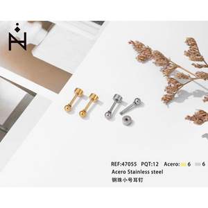 Pendientes de Bola de Acero de 6 mm, Acero Inoxidable, Chapados en Oro, Joyería de Moda Unisex - Product Image 1