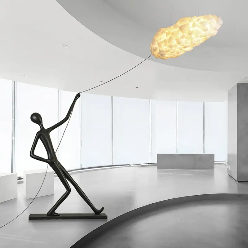 Hotel Groot Ornament Feest Licht Moderne Witte Wolk Vlieger Sculptuur Lamparas Led Vloerlamp